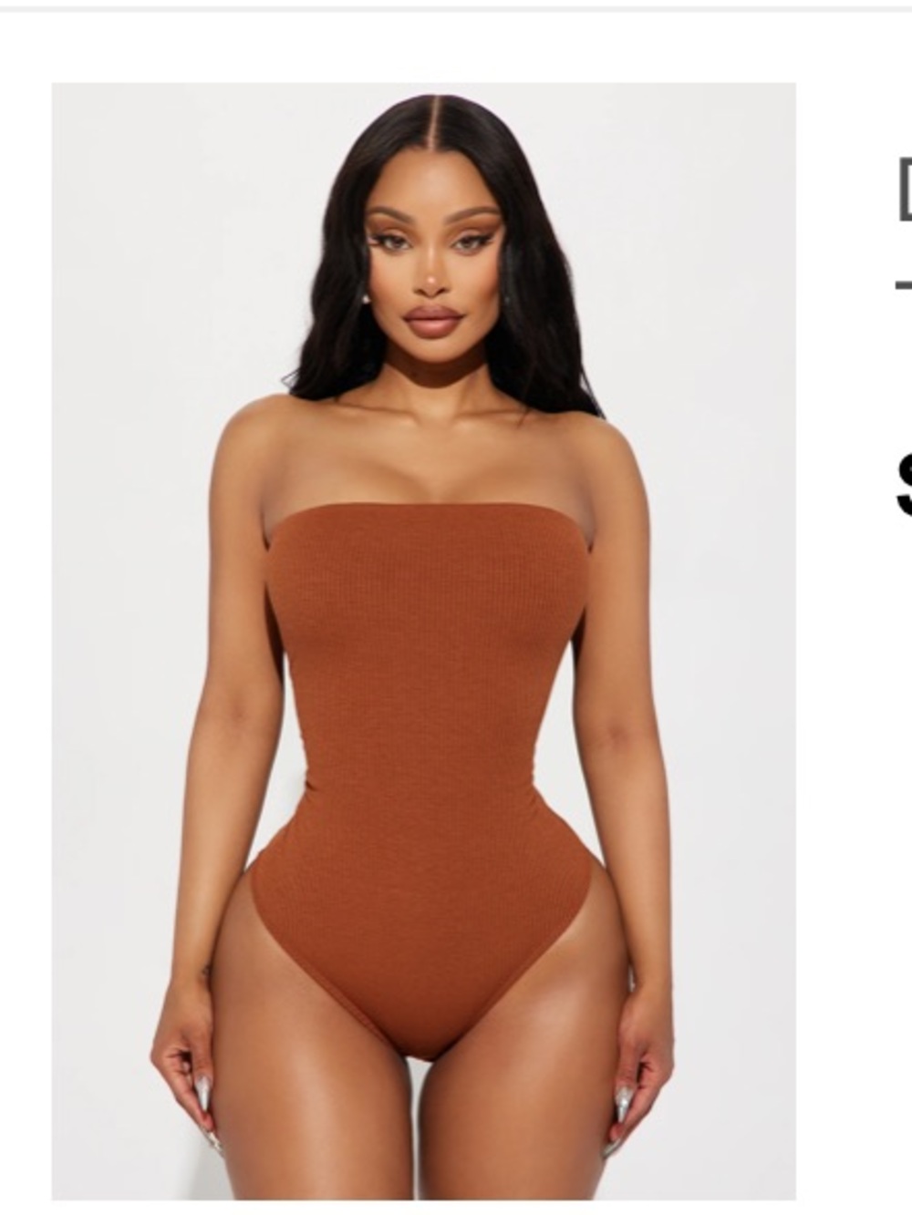 Fashion Nova Ribbed Rust Orange Strapless Bodysuit